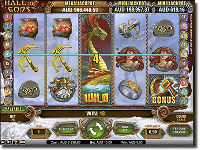 Hall of the Gods progressive jackpot pokies