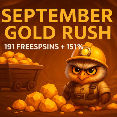 Hugo Casino September Gold Rush: 191 Spins + 151% Pickaxe Bonus